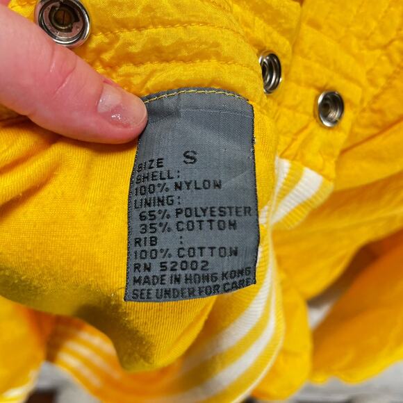 VTG LIZ WEAR (Liz Claiborne) Yellow Varsity 80s Windbreaker Jacket Sz S - Picture 6 of 10